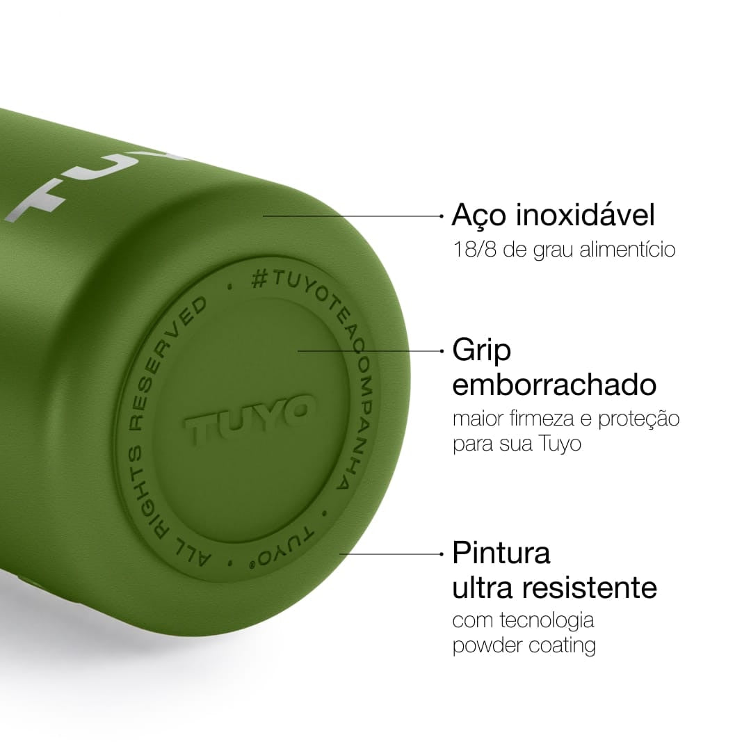 Garrafa Térmica Tuyo 600 ml Verde Militar, infográfico com as características, foto 35 de 87