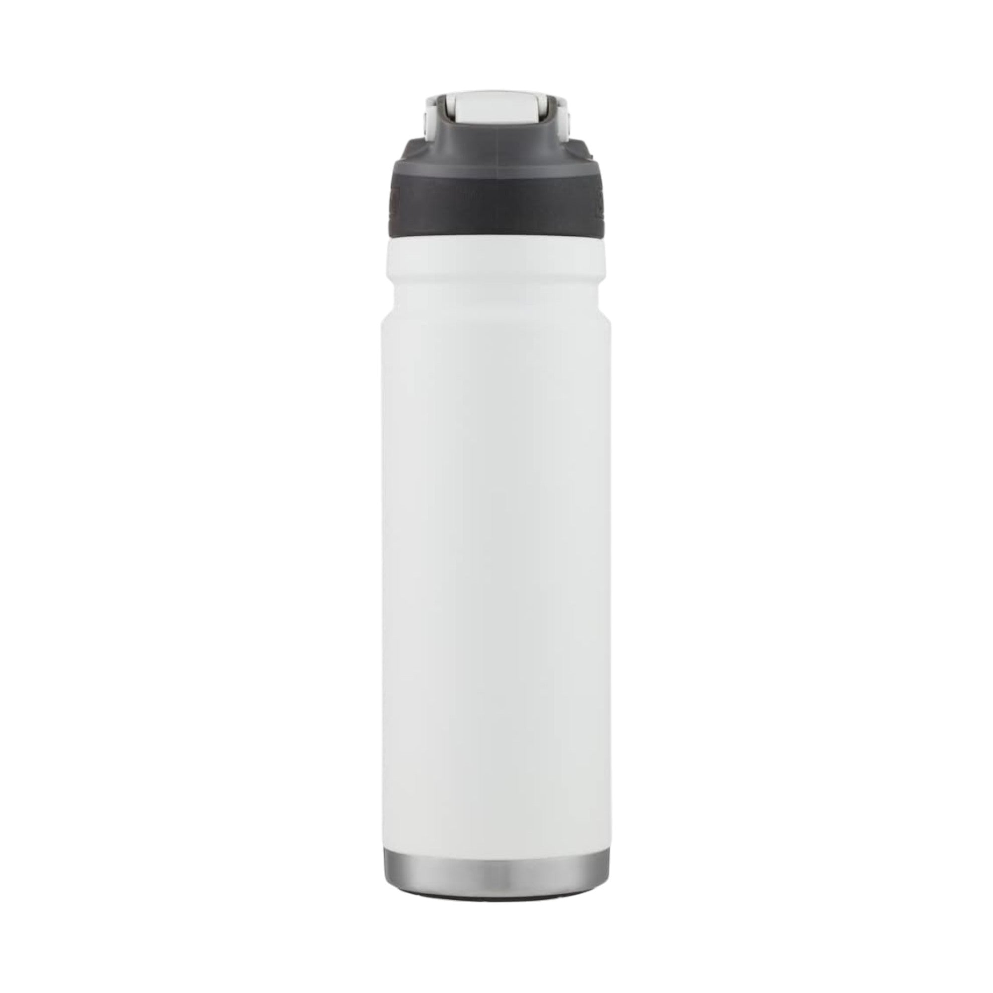 Garrafa Térmica 709 ml Coleman branca com tampa preta, ideal para manter bebidas na temperatura ideal ao ar livre ou no trabalho.