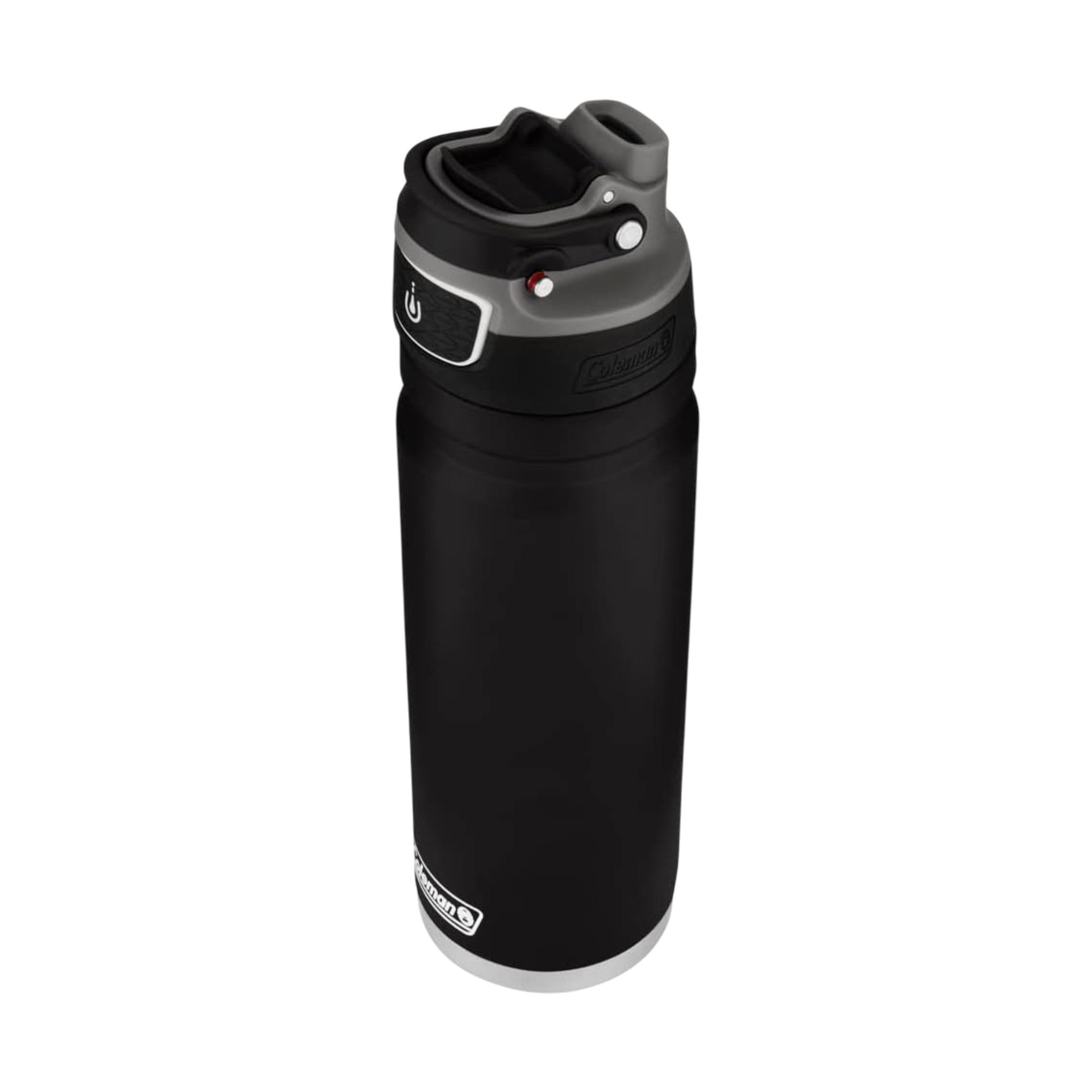 Garrafa Térmica 709 ml Coleman preta com tampa AUTOSEAL, ideal para atividades ao ar livre e uso diário, mantendo bebidas na temperatura ideal.