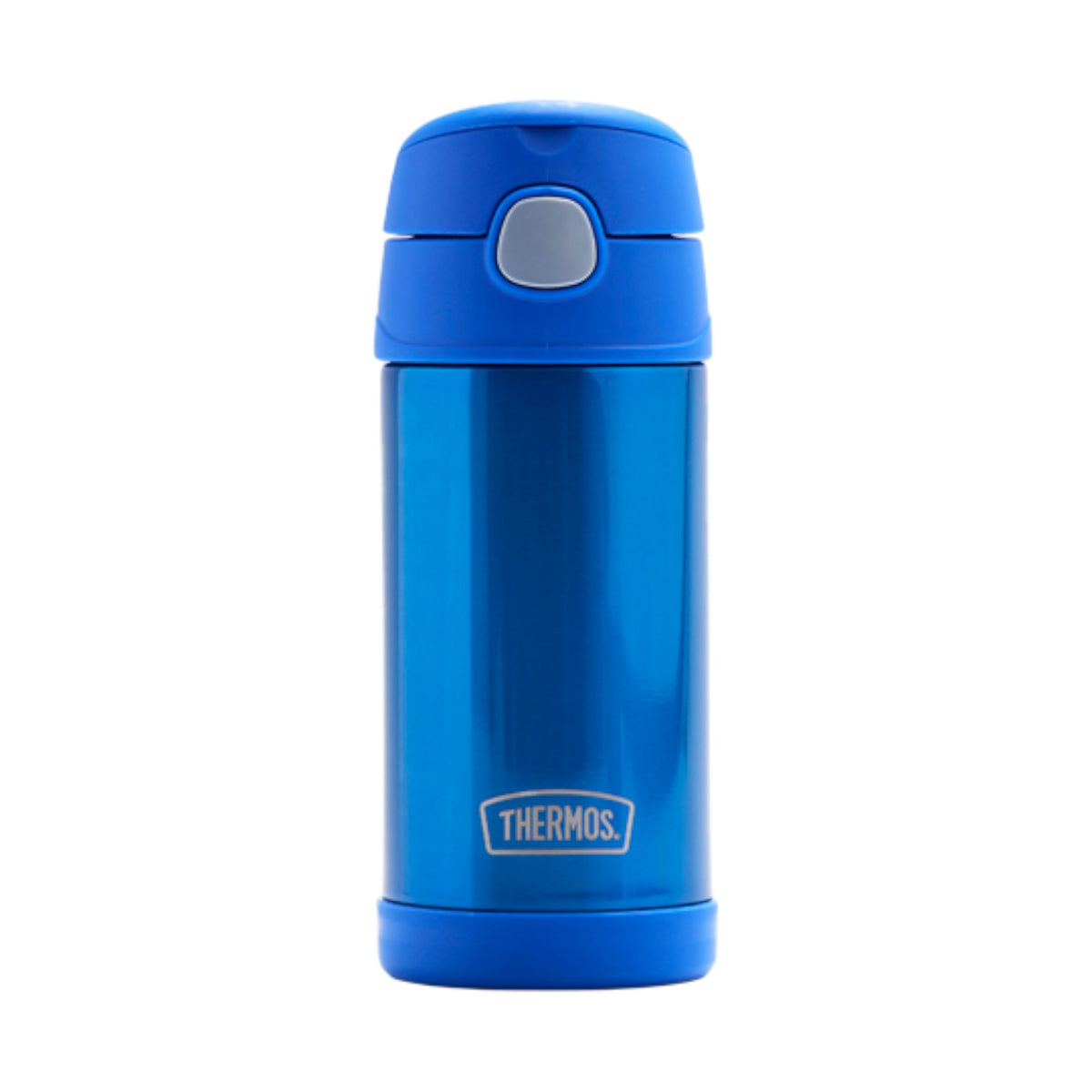 Garrafa Térmica Funtainer Thermos - 355ml em aço inoxidável azul com canudo retrátil e isolamento a vácuo, 12h de conservação térmica.