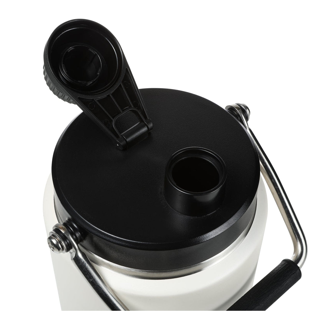 Growler Térmico Tuyo 2 L Off White, com a tampa aberta