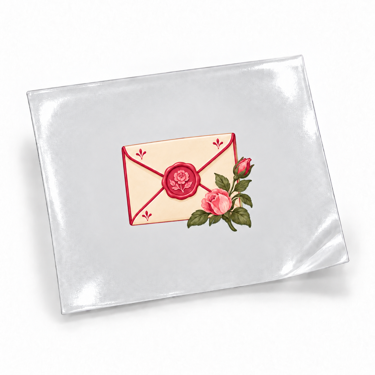 Rosé Romântico — Carta — sticker UV DTF individual com verniz — apresentação
