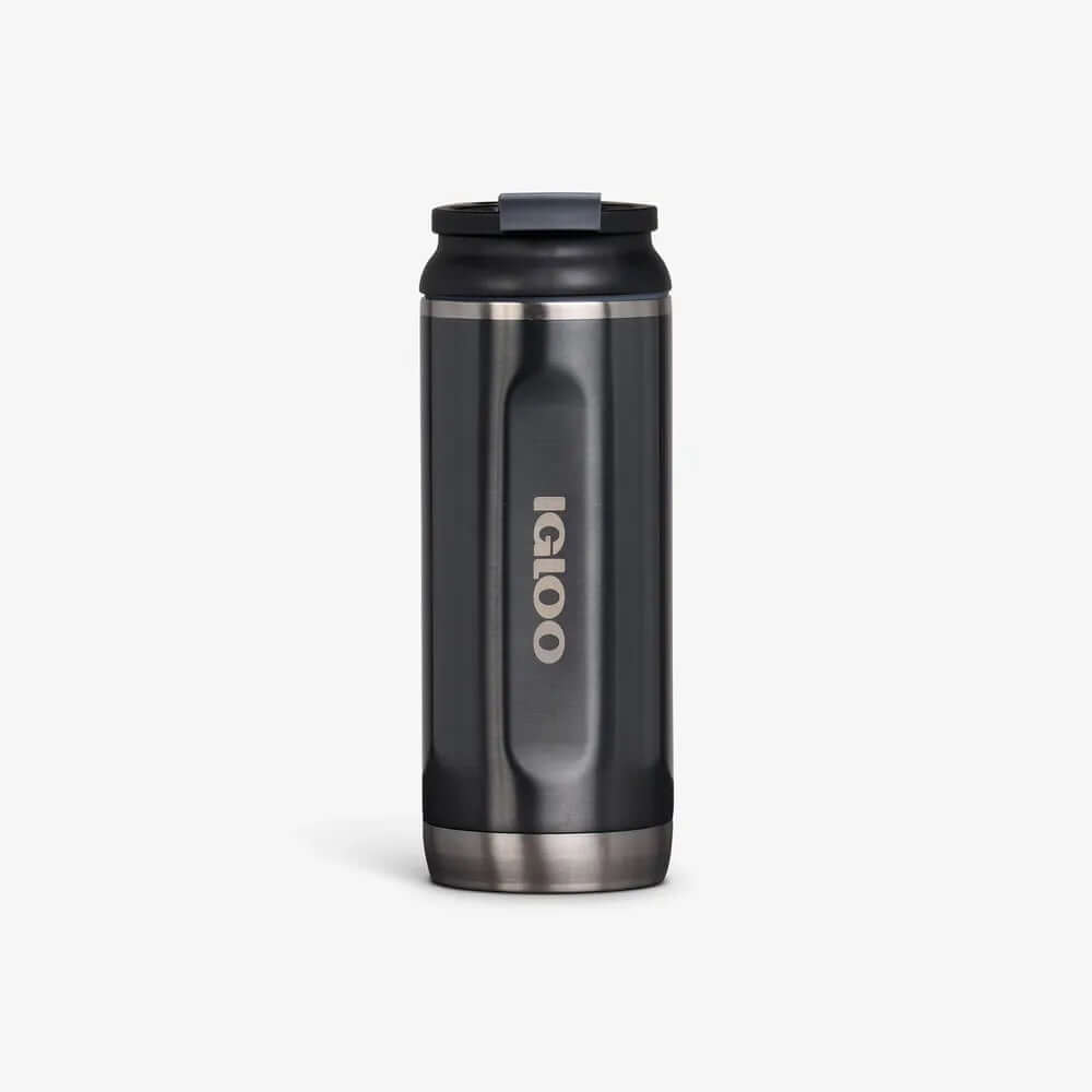 Garrafa Térmica Igloo 16oz - 473ml, aço inox, térmica, reutilizável, preta, ideal para bebidas quentes e frias, eficiência térmica de 4h quente e 24h frio.