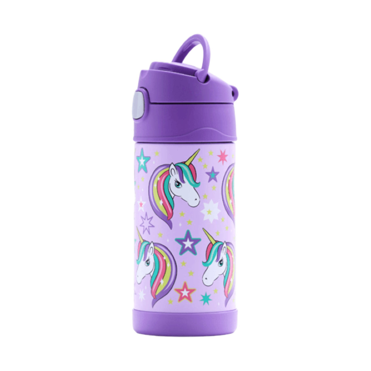Garrafa Térmica Funtainer Thermos - 355ml com estampa de unicórnio, aço inoxidável, mantém gelado por até 12 horas.