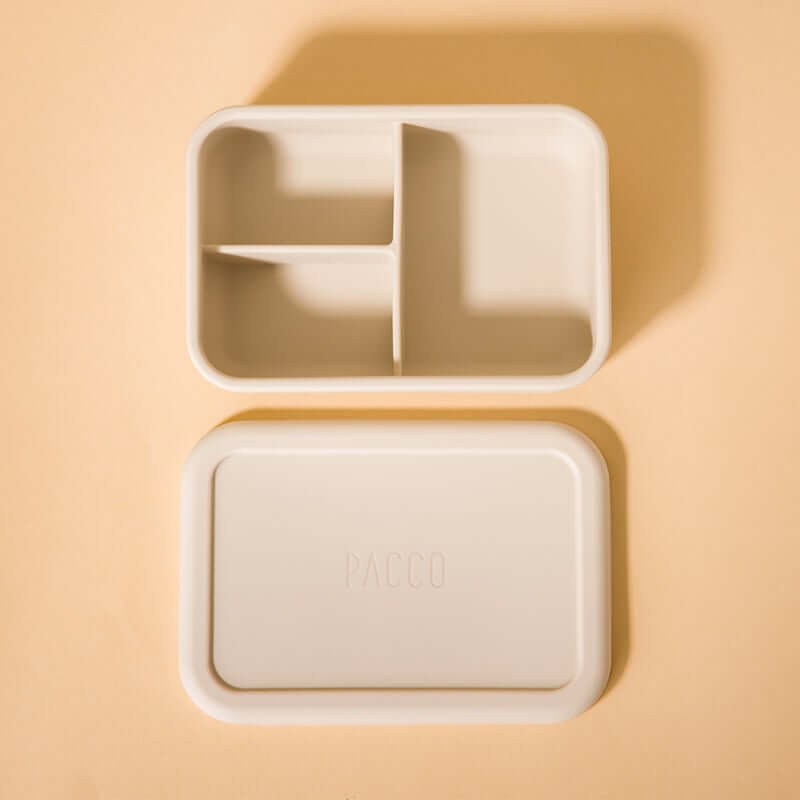 Lunch Box em Silicone - PACCO com divisórias inteligentes, compacta e dobrável, ideal para refeições organizadas e saudáveis.
