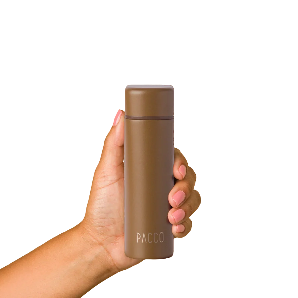 Mini garrafa térmica Pocket Bottle 150ml PACCO na cor chocolate
