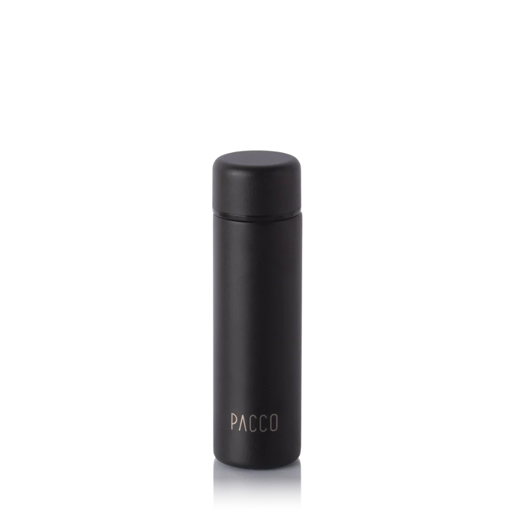 Mini garrafa térmica Pocket Bottle 150ml PACCO na cor preta
