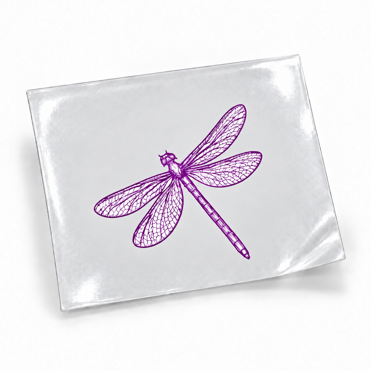 Libélula Lilás — sticker UV DTF individual com verniz — apresentação