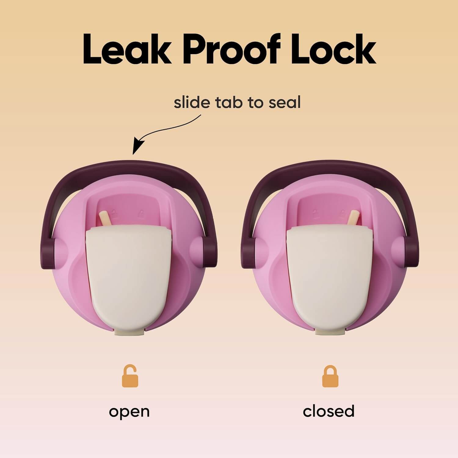 Tampa com trava à prova de vazamento da Garrafa Térmica Owala FreeSip Sway - 887ml demonstrando aberta e fechada.