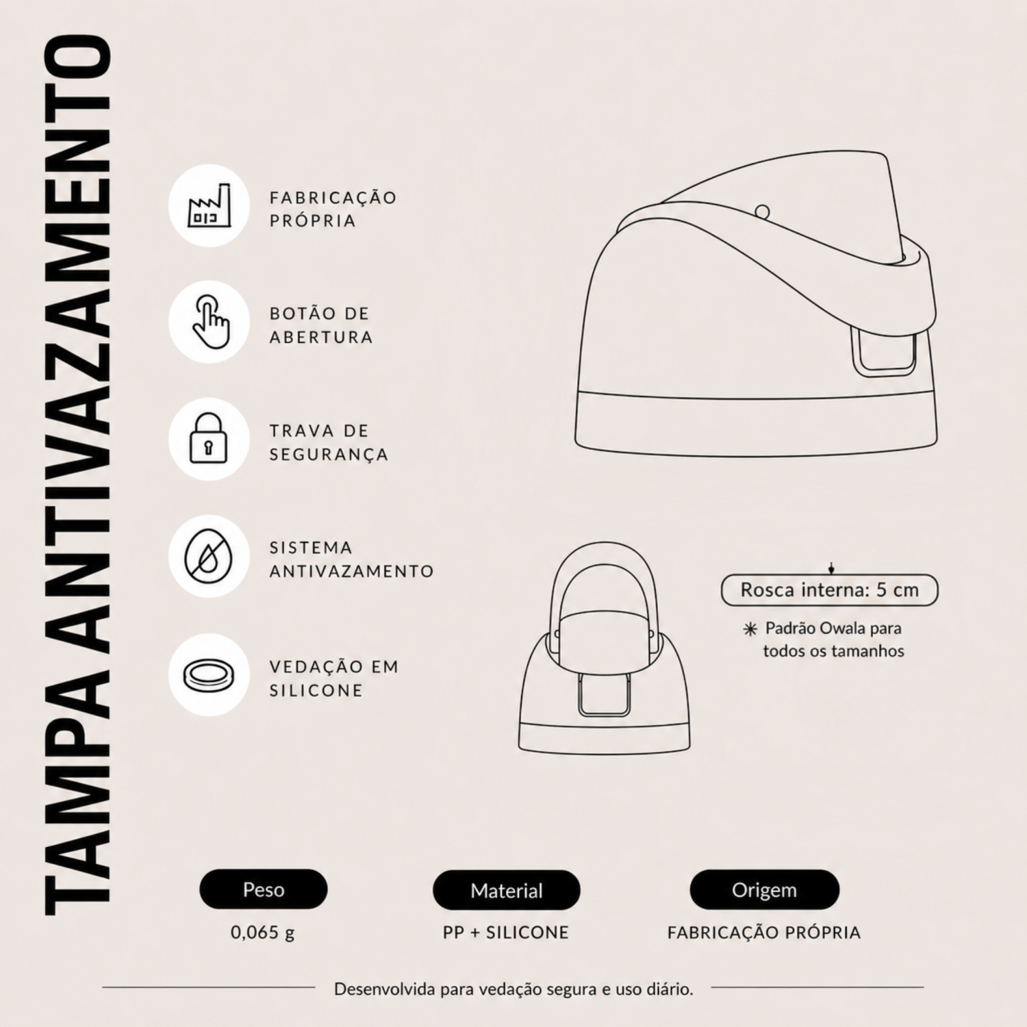 Tampa de Reposição para Garrafa Owala FreeSip – Compatível com Todos os Tamanhos