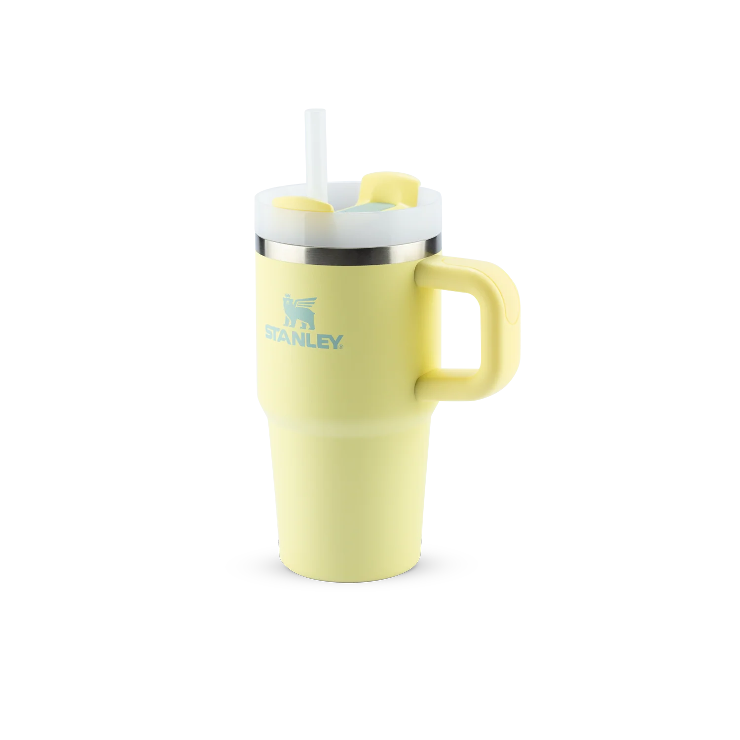 Copo Quencher com alça Stanley | 591ml em amarelo com canudo reutilizável e isolamento térmico para bebidas frias.