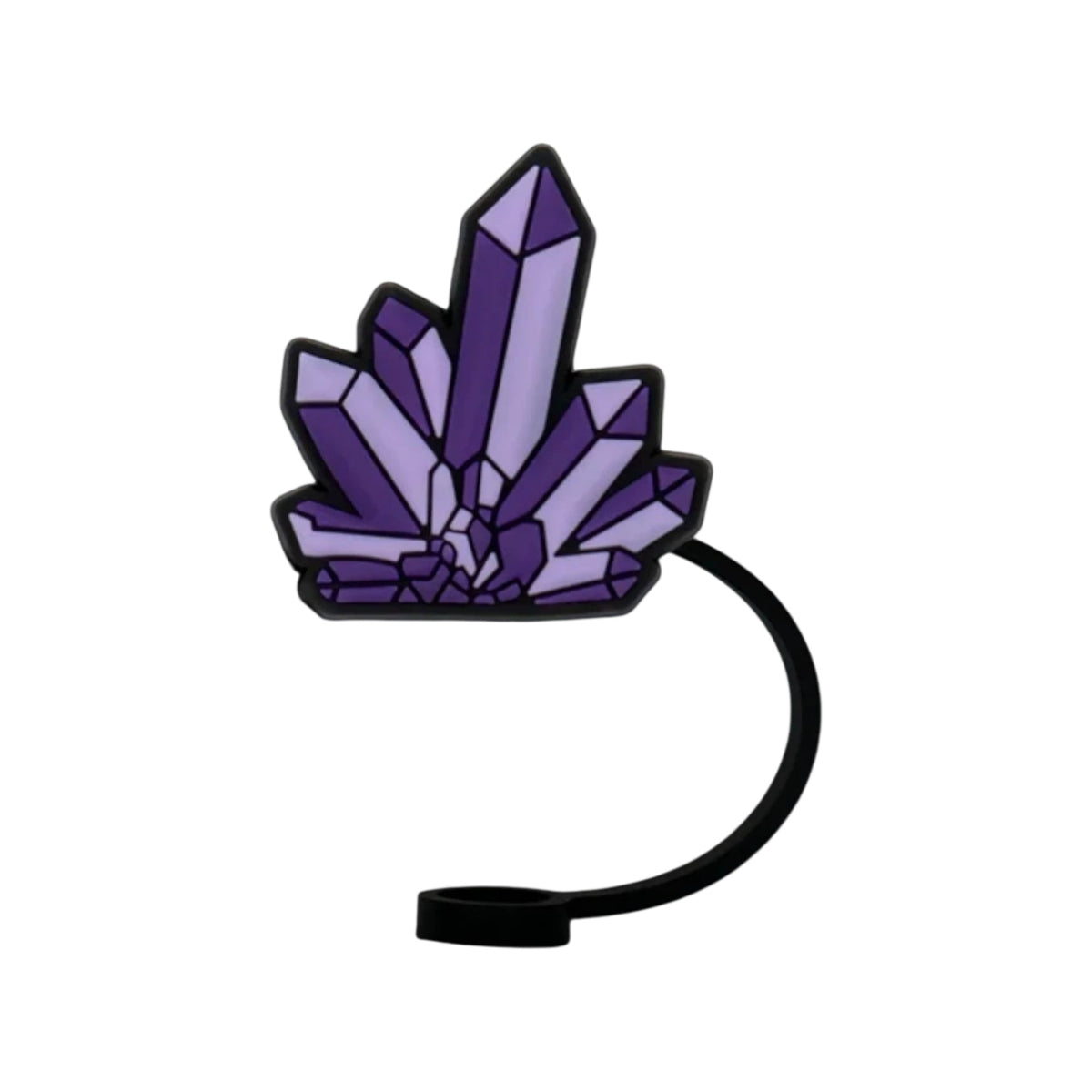 Protetor de Canudo Quencher - Variados com design de cristal roxo em silicone flexível e atóxico para higiene e estilo.