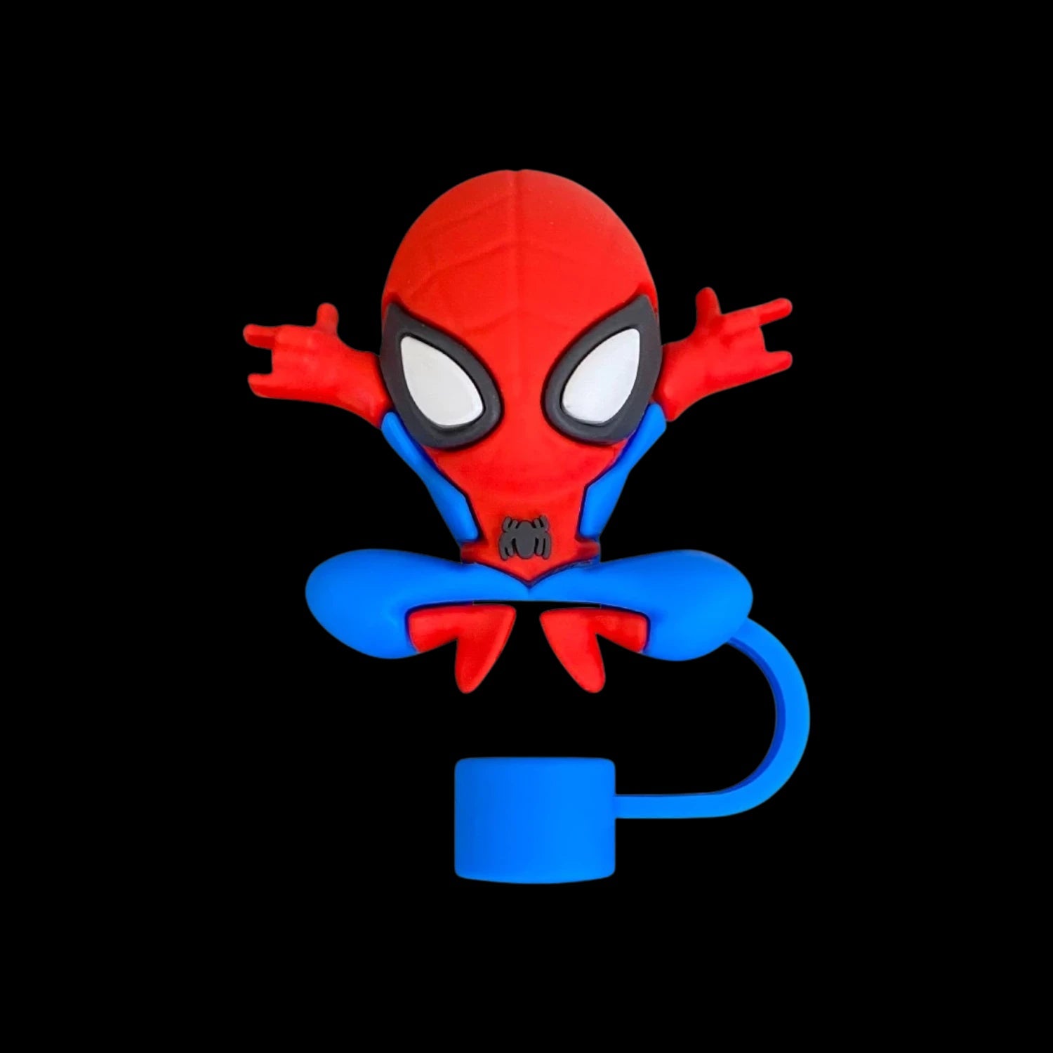 Protetor de Canudo Quencher - Variados em silicone temático de super-herói, design criativo e divertido.