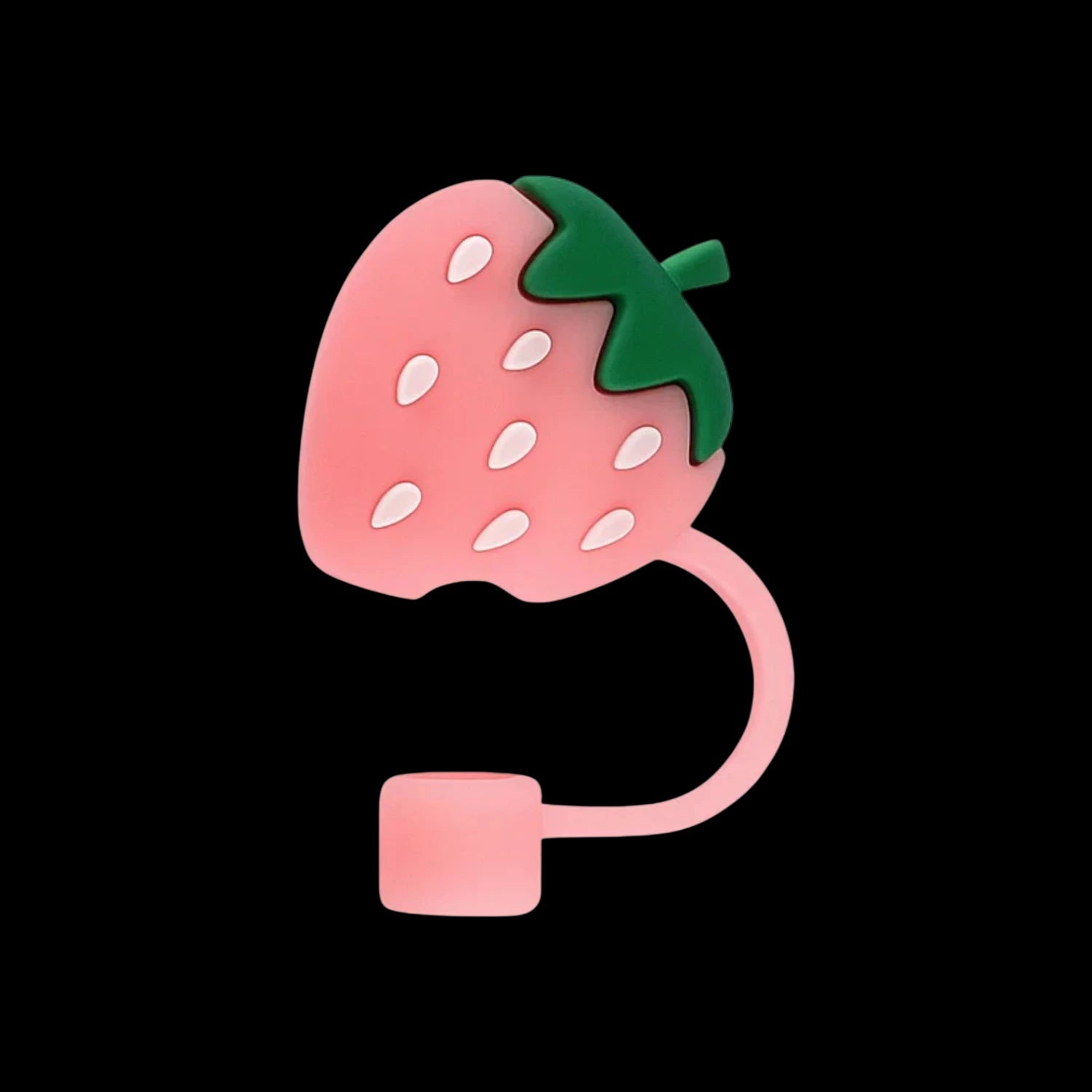 Protetor de Canudo Quencher - Variados em forma de morango, feito de silicone flexível e atóxico para higiene e diversão.