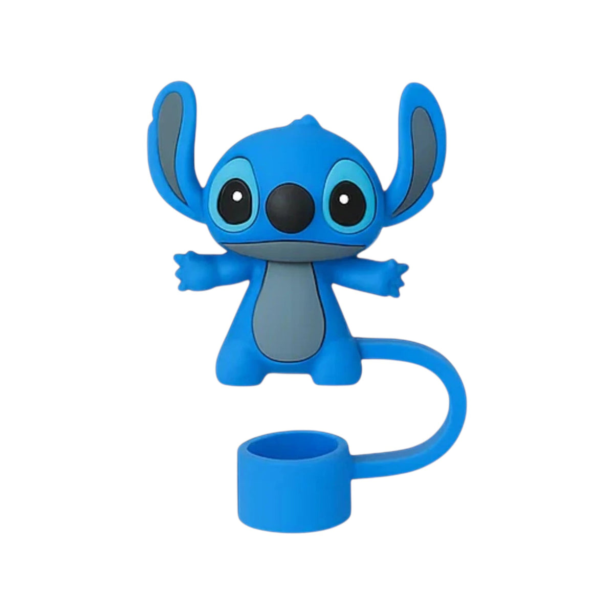 Protetor de Canudo Quencher - Variados em formato de personagem azul divertido, feito em silicone alimentício, ideal para higiene e estilo.