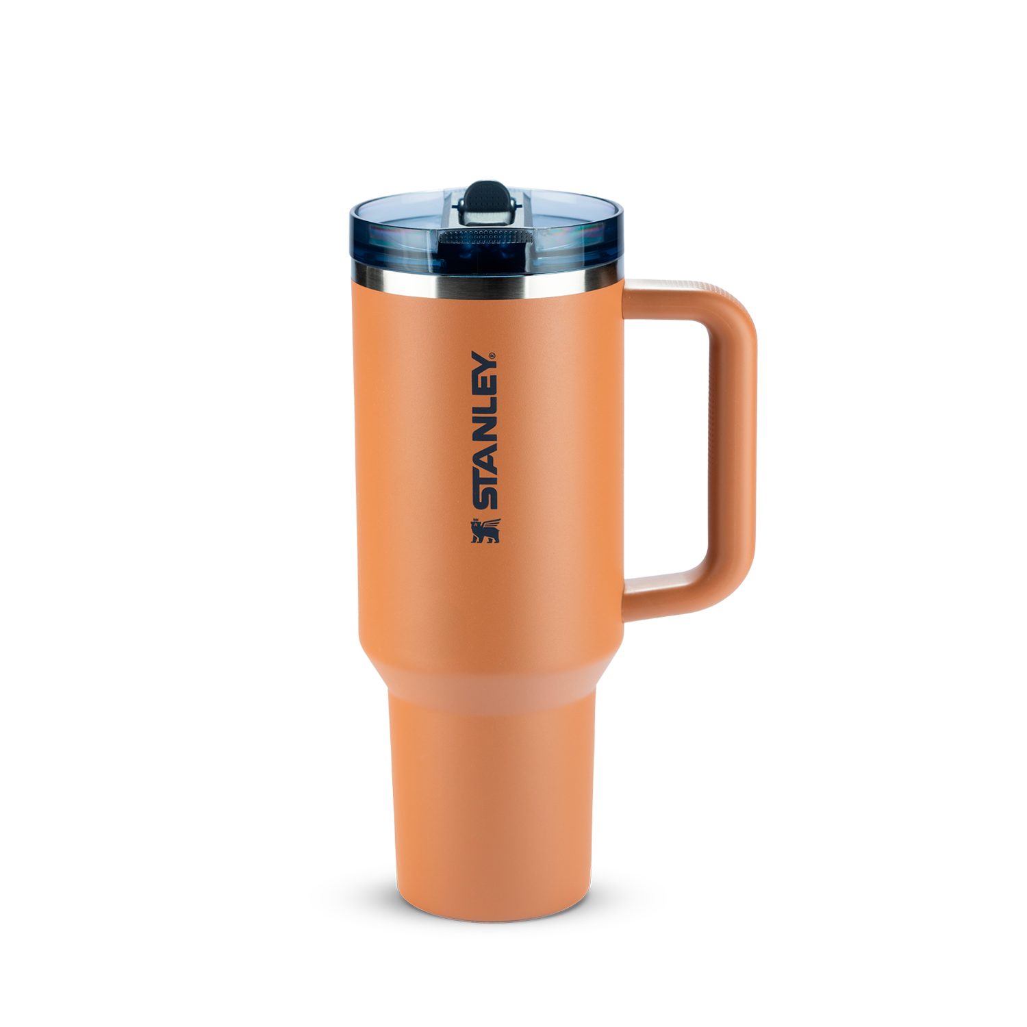 Copo Quencher Protour Stanley | 1,18L, laranja, com tampa Flip Straw e canudo, design moderno e isolamento térmico eficiente.