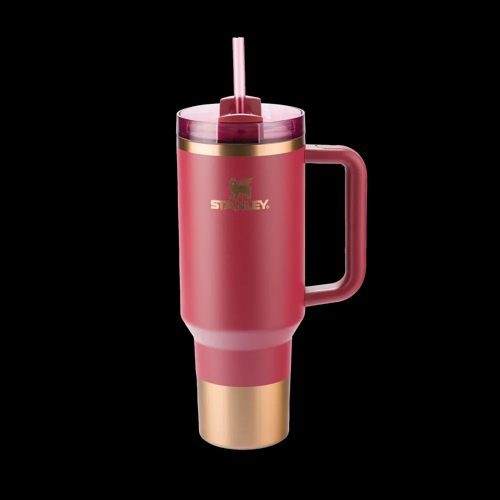 Copo Quencher Stanley 1,18L em cor vibrante, com alça ergonômica e tampa FlowState, ideal para hidratação prática e estilosa.