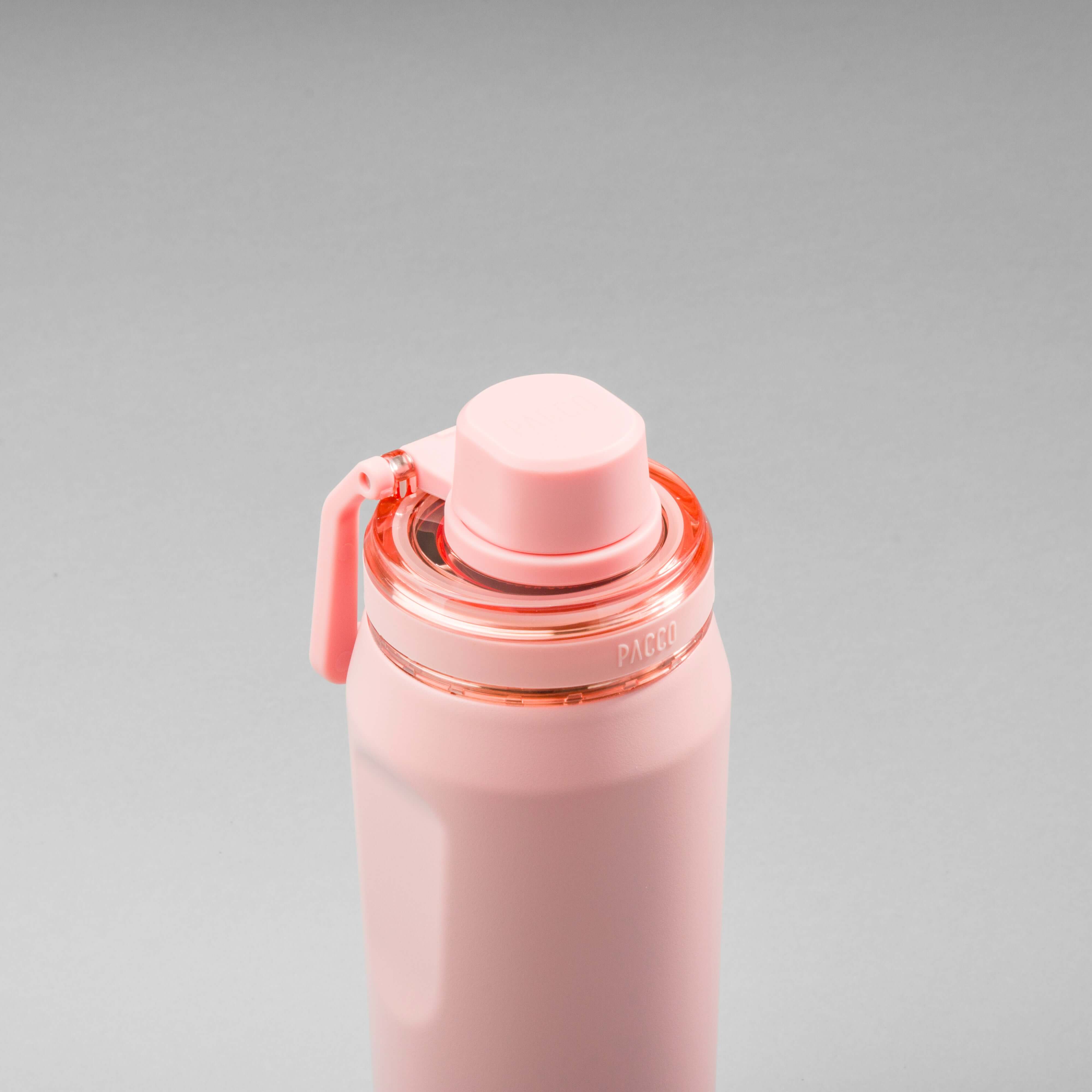 Garrafa Térmica PACCO Vyta 500ml rosa, com tampa moderna e design compacto, fabricada em aço inoxidável, ideal para bebidas quentes e frias.