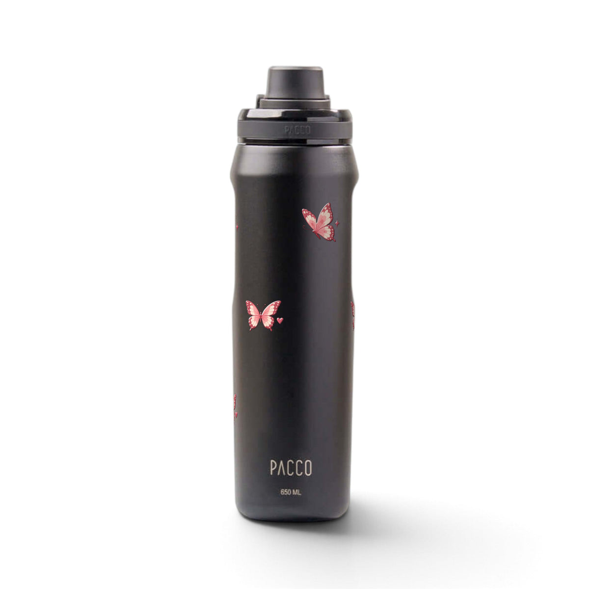 Garrafa Térmica PACCO Vyta 650ml Rosé Butterfly Preta