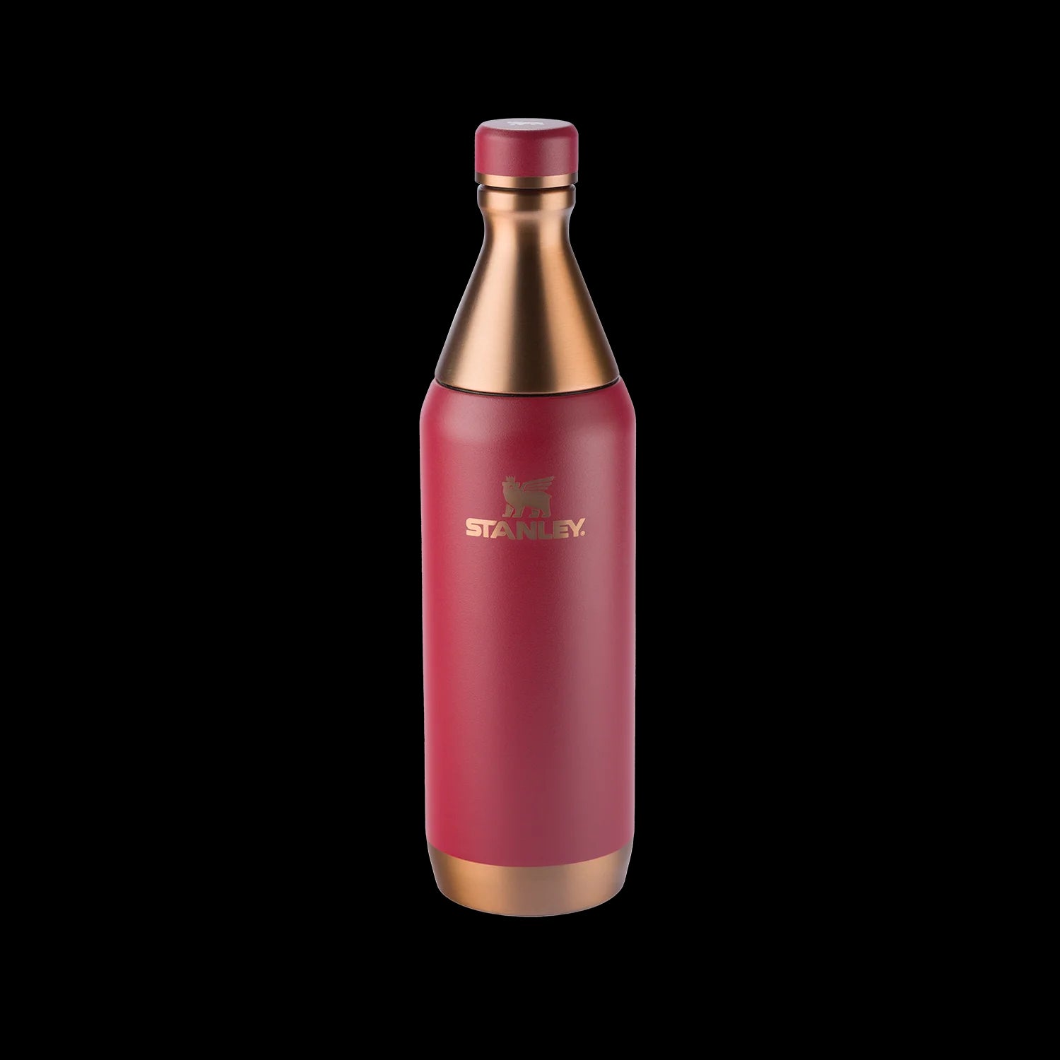 Garrafa Térmica Slim Bottle Stanley | 591ml em vermelho, design ultracompacto com corpo de aço inox, ideal para transporte fácil.
