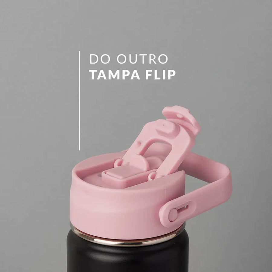 Tampa PACCO Duo com tampa flip rosa, ideal para hidratação prática e segura.