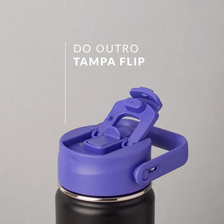 Tampa PACCO Duo com tampa flip e vedação em silicone, solução versátil para hidratação.