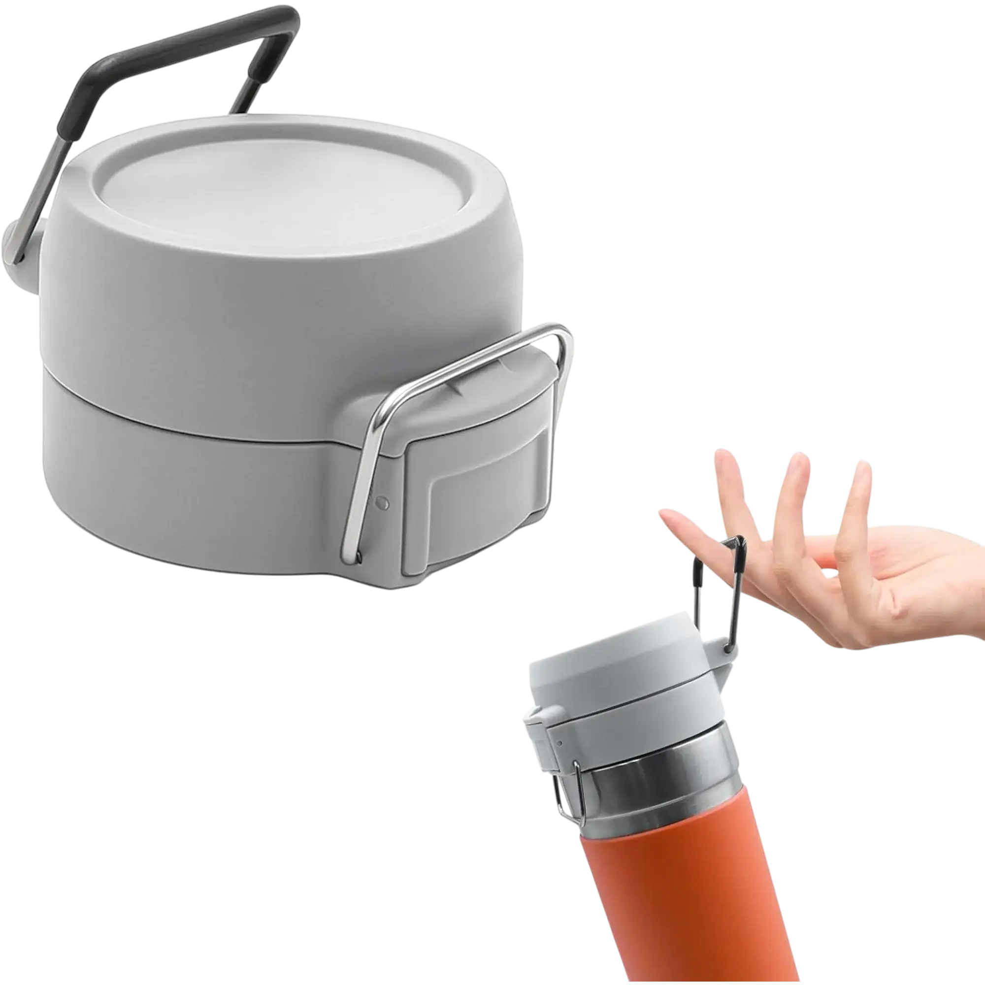 Tampa para Garrafa Quick Flip cinza destacável e compatível, ideal para substituir e manter sua garrafa funcional.