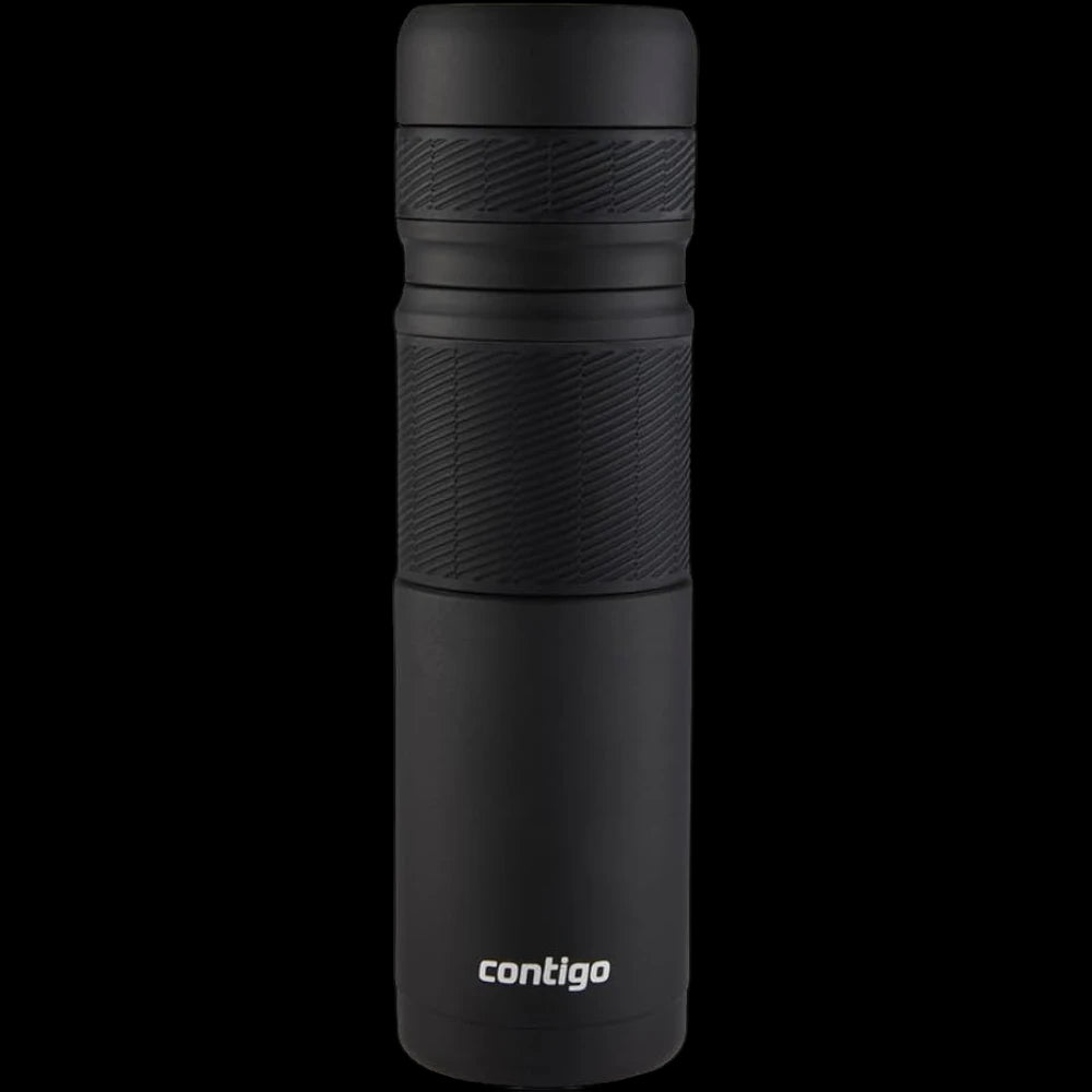 Garrafa Termica Inox 739 ml Preto Contigo, mantém bebidas quentes por 30h e frias por 45h, tecnologia THERMALOCK™.