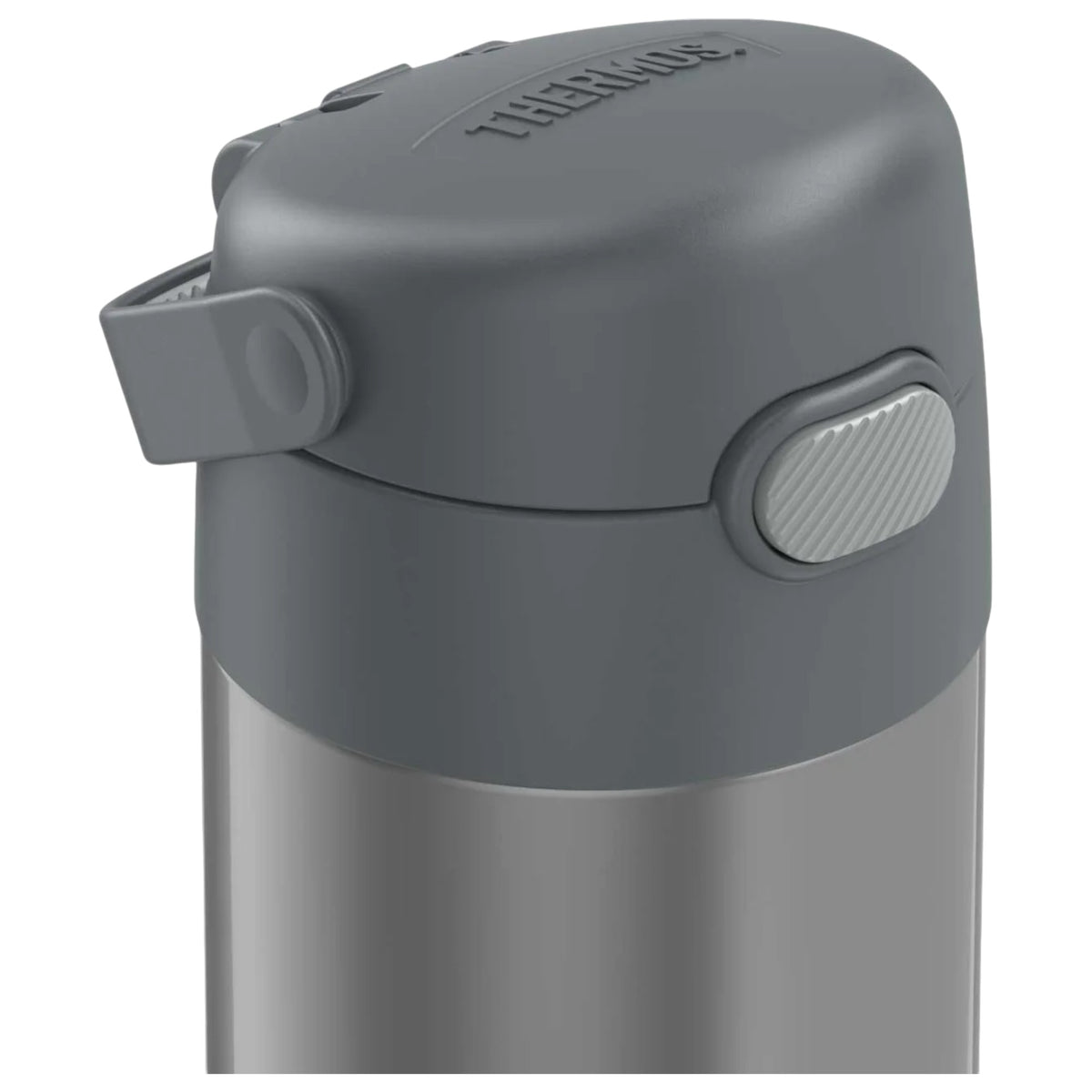 Tampa da Garrafa Térmica Funtainer Thermos - 355ml com botão e alça dobrável, isolada a vácuo.