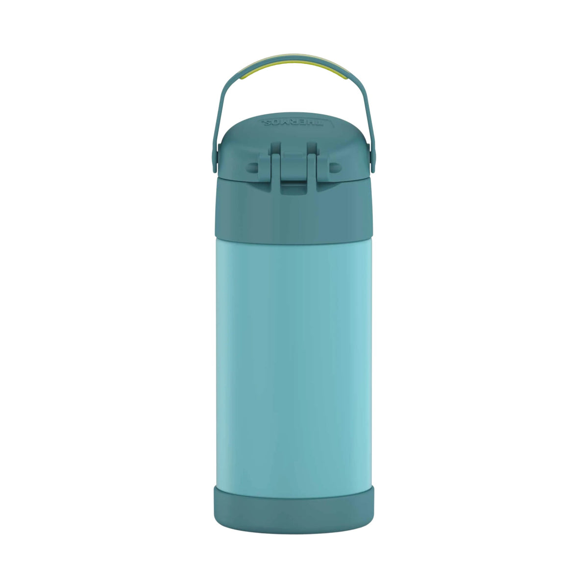 Garrafa Térmica Funtainer Thermos - 355ml em aço inoxidável com alça integrada e isolamento a vácuo, ideal para manter bebidas geladas por 12 horas.