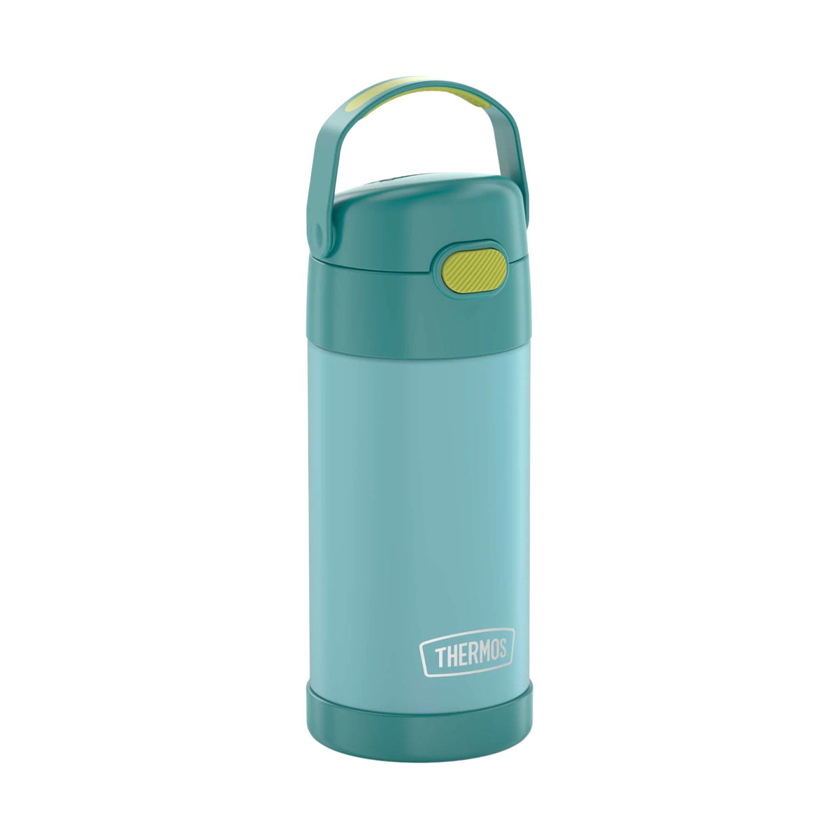 Garrafa Térmica Funtainer Thermos - 355ml em aço inoxidável com canudo retrátil, ideal para manter bebidas geladas por até 12 horas.