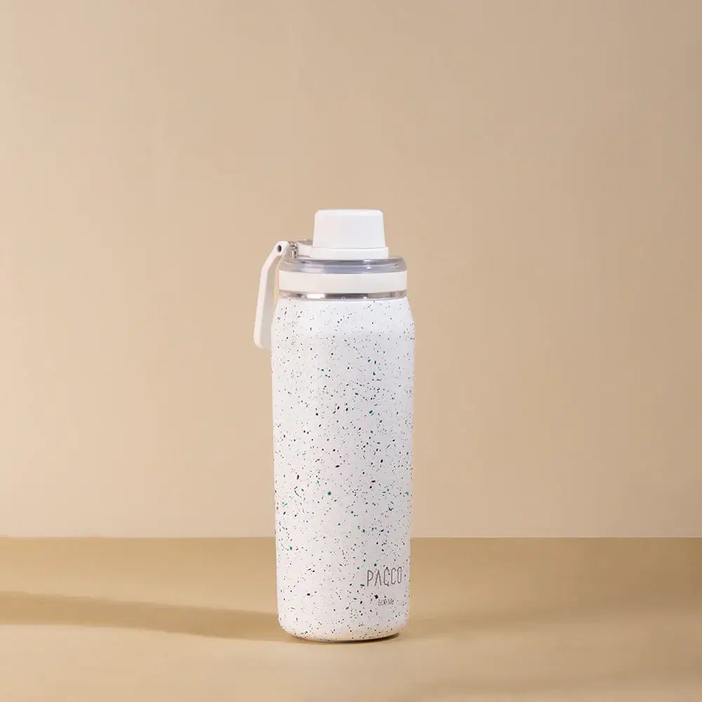 Garrafa Térmica PACCO Vyta 500ml com isolamento a vácuo e design elegante em aço inox 18/10, mantendo bebidas por horas.