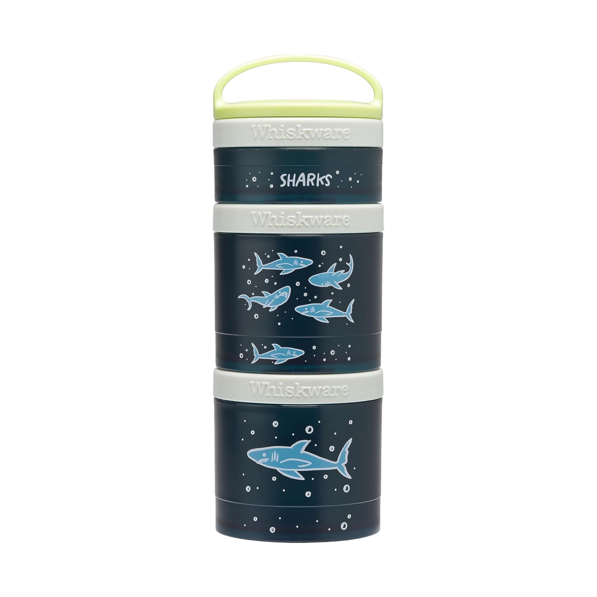 Whiskware Recipientes de lanches com design de tubarão, sistema modular, ideal para armazenar lanches, suplementos ou snacks.