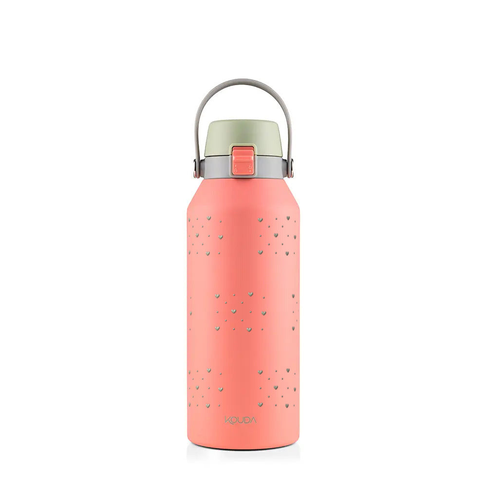 Garrafa Térmica Kouda Vega 1000ml Corações Sálvia Coral