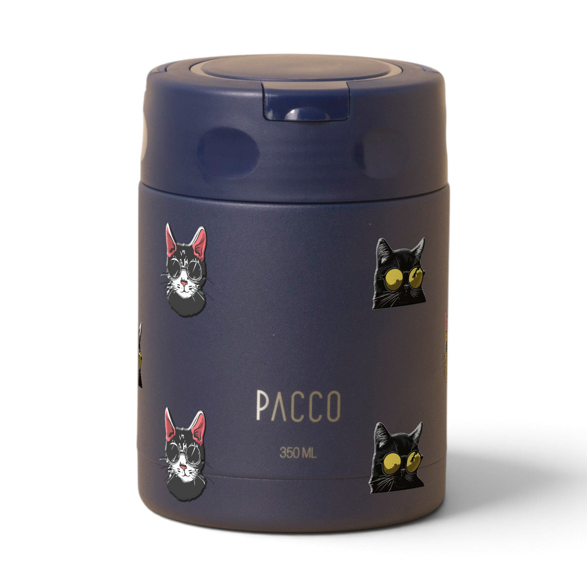 Pote Térmico PACCO FoodJar 350ml Gatos de Óculos Marinho