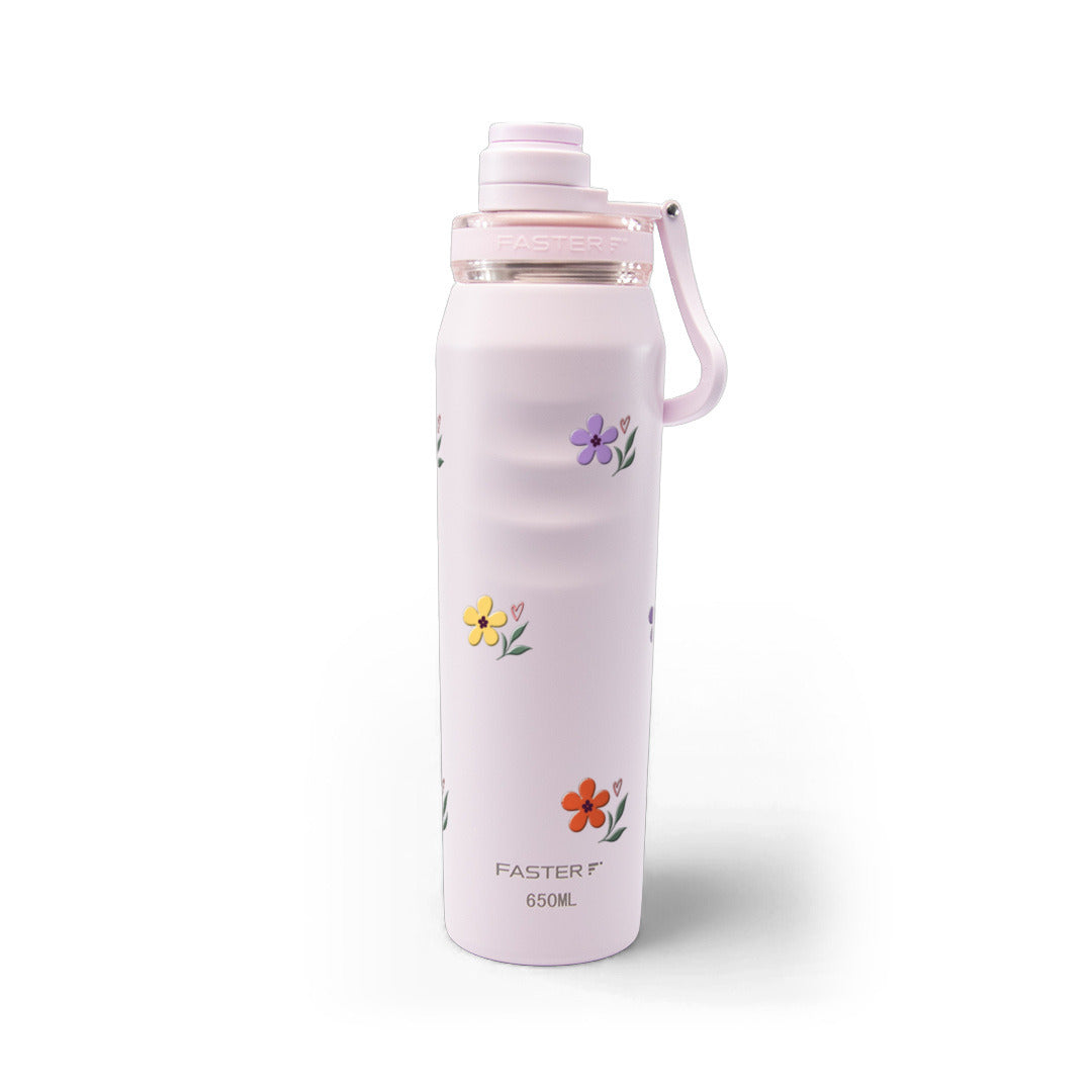 Garrafa Térmica Faster Oásis 650ml Floral Club Rosa BB