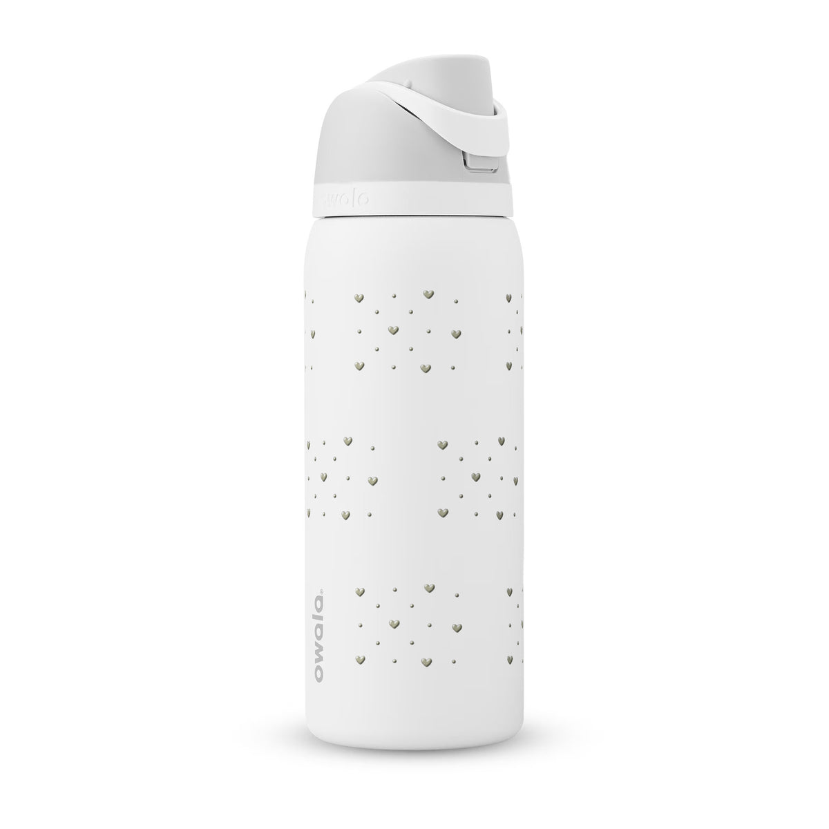 Garrafa Térmica Owala FreeSip 946ml Corações Sálvia White Marshmallow