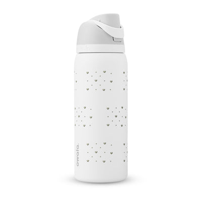 Garrafa Térmica Owala FreeSip 946ml Corações Sálvia White Marshmallow