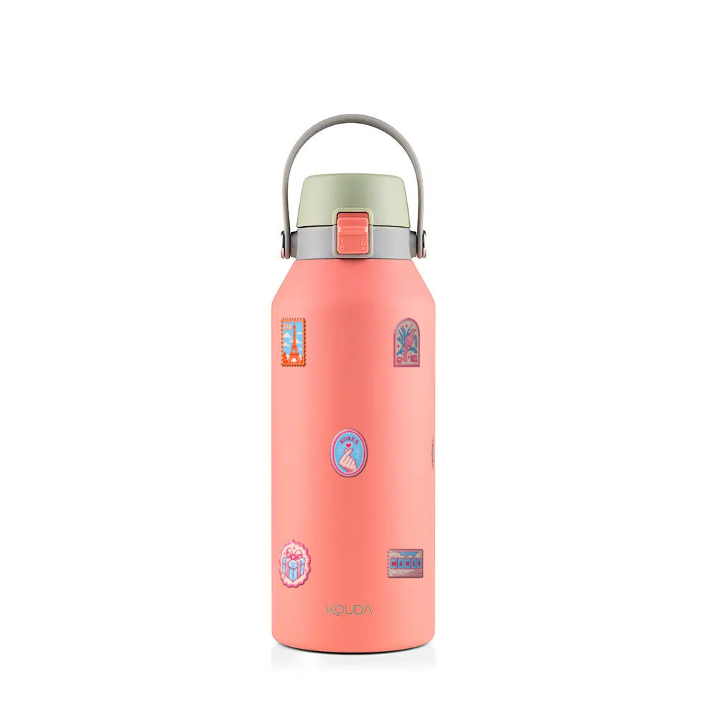 Garrafa Térmica Kouda Vega 1000ml Selos de Viagem Coral