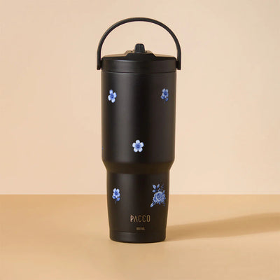 Copo Térmico PACCO SuperCup 880ml Jardim Azul Preto