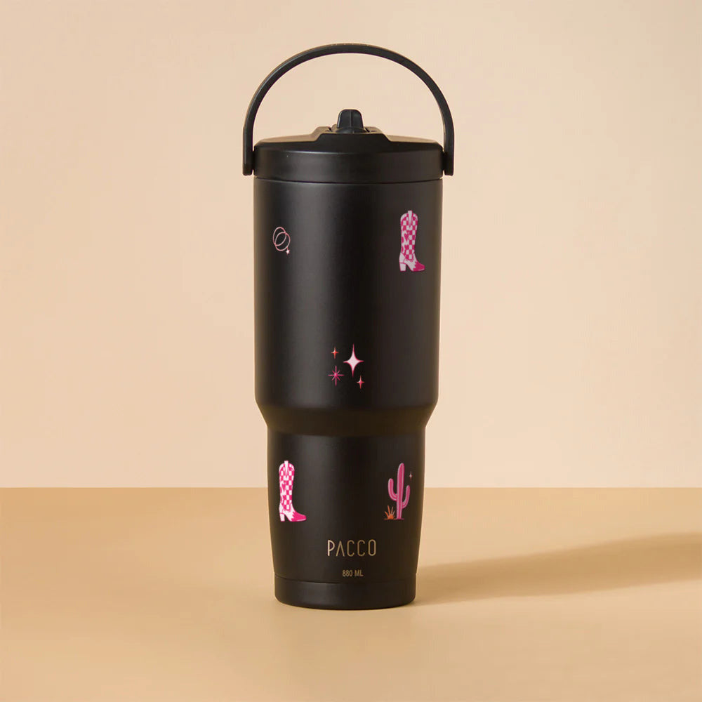 Copo Térmico PACCO SuperCup 880ml Country Rosa Preto