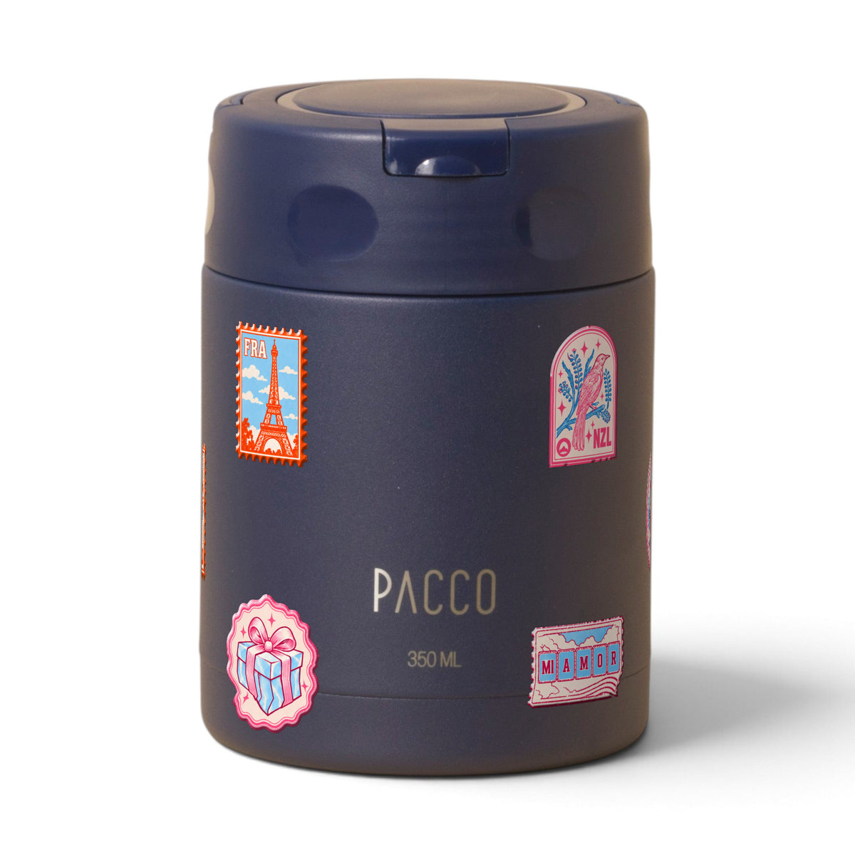 Pote Térmico PACCO FoodJar 350ml Selos de Viagem Marinho