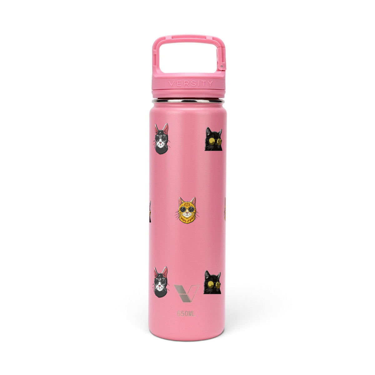 Garrafa Térmica Versity ColdKeeper 650ml Gatos de Óculos Rosa Chiclete