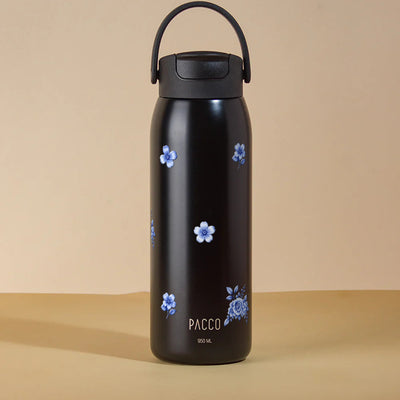 Garrafa Térmica PACCO Easy 950ml Jardim Azul Preto