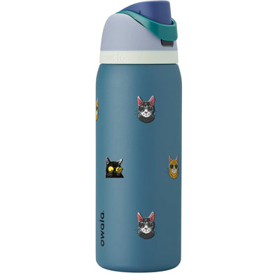 Garrafa Térmica Owala FreeSip 946ml Gatos de Óculos Denim