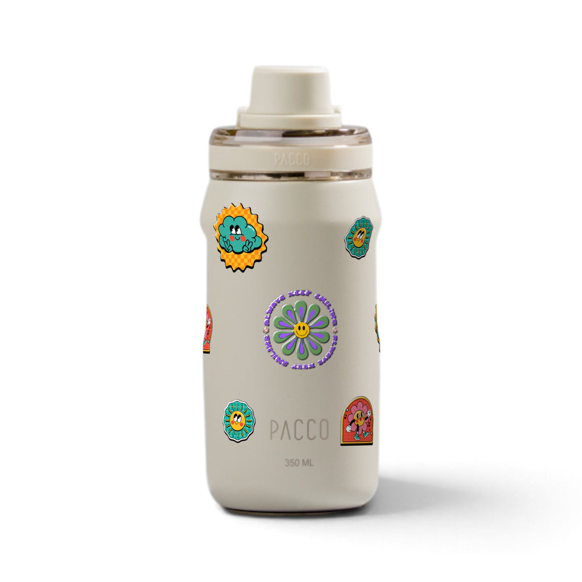 Garrafa Térmica PACCO Vyta 350ml Retrô Good Vibes Creme