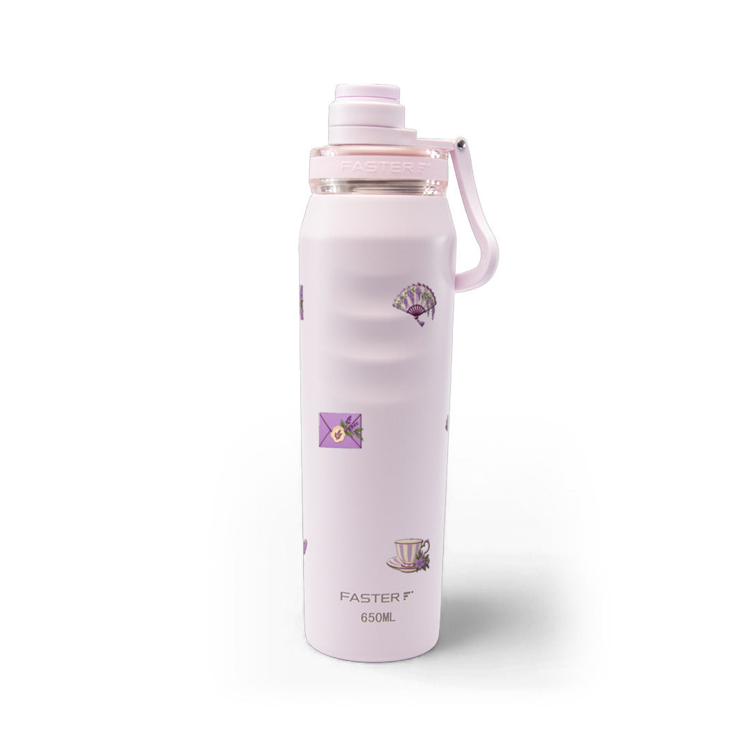 Garrafa Térmica Faster Oásis 650ml Lavanda Botânica Rosa BB