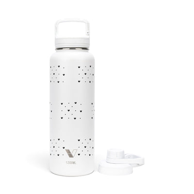 Garrafa Térmica Versity ColdKeeper 1200ml Corações Preta Branca