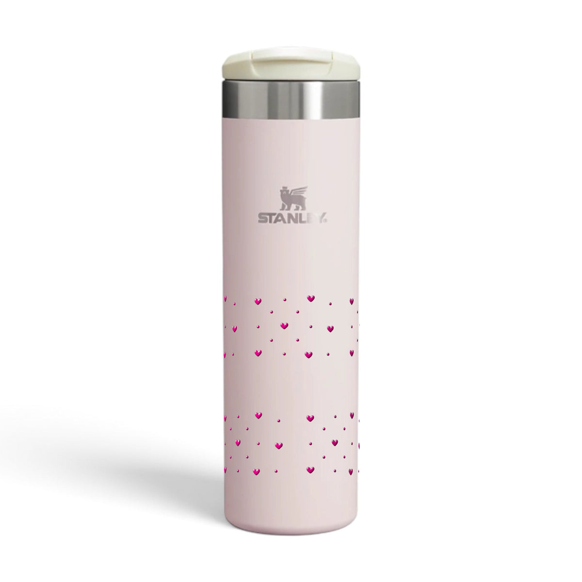 Garrafa Térmica Stanley Aerolight Transit 591ml Corações Rosa Rose Quartzo