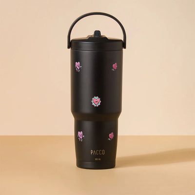 Copo Térmico PACCO SuperCup 880ml Corações Preto